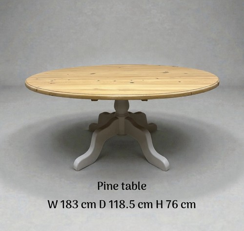 Painted oval pine dining table - painted,